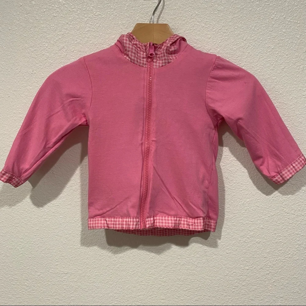 Kids Girls Pink Checkered Duck Reversible Windbreaker Zip Up Jacket Size 2T